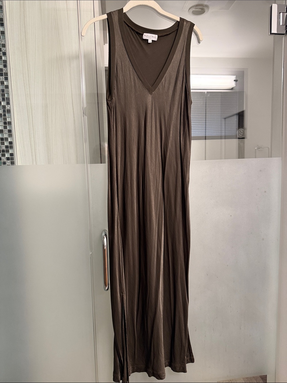 Michael Stars Sleeveless V-Neck Maxi Dress in Dark Olive